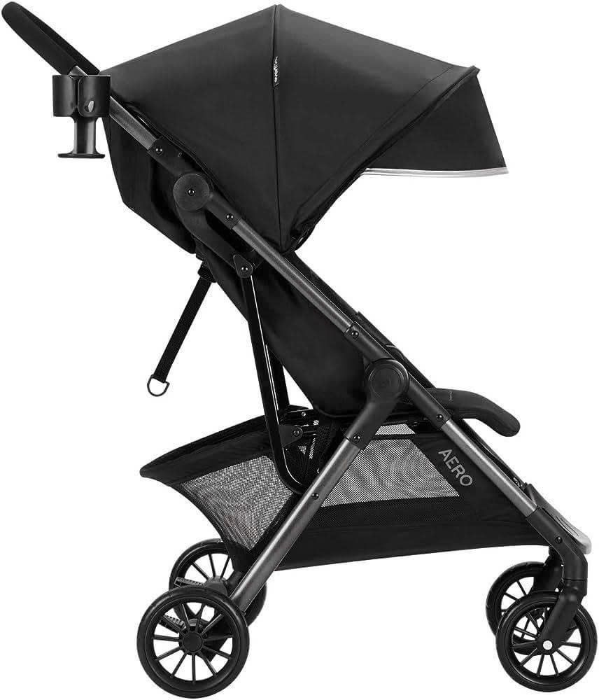 Black AERO baby stroller with cup holder