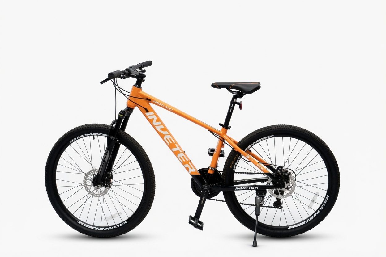 Orange Inueter 4500 XC bicycle on a kickstand