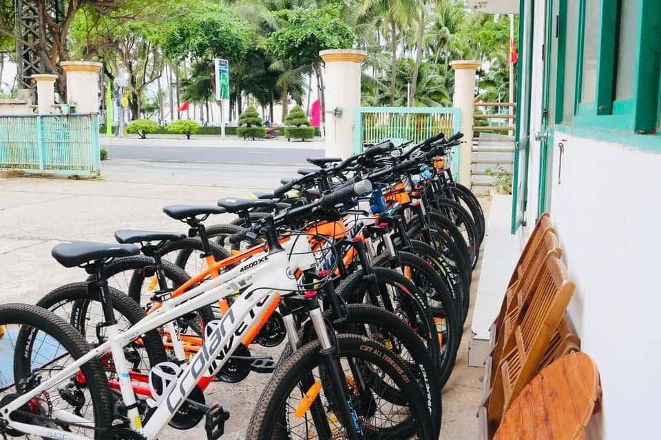 Rental bicycles lined up outside the Cycle Station shopfront in Nha Trang